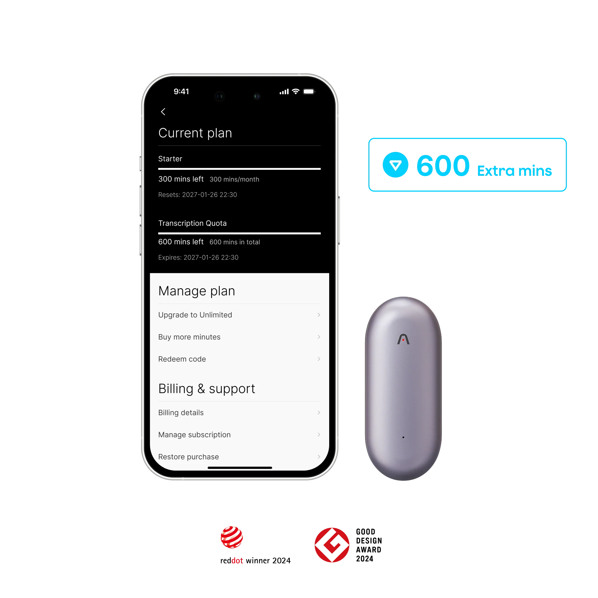 Plaud NotePin & add-on extension 600 mins - Image 3